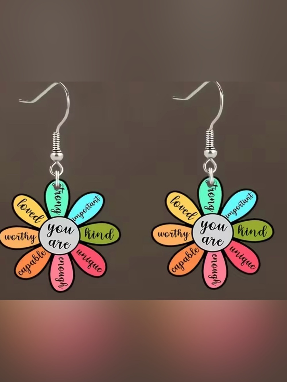 Colorful 'You Are'  Positive Sayings Flower Petal Earrings - Multicolored-Acryli